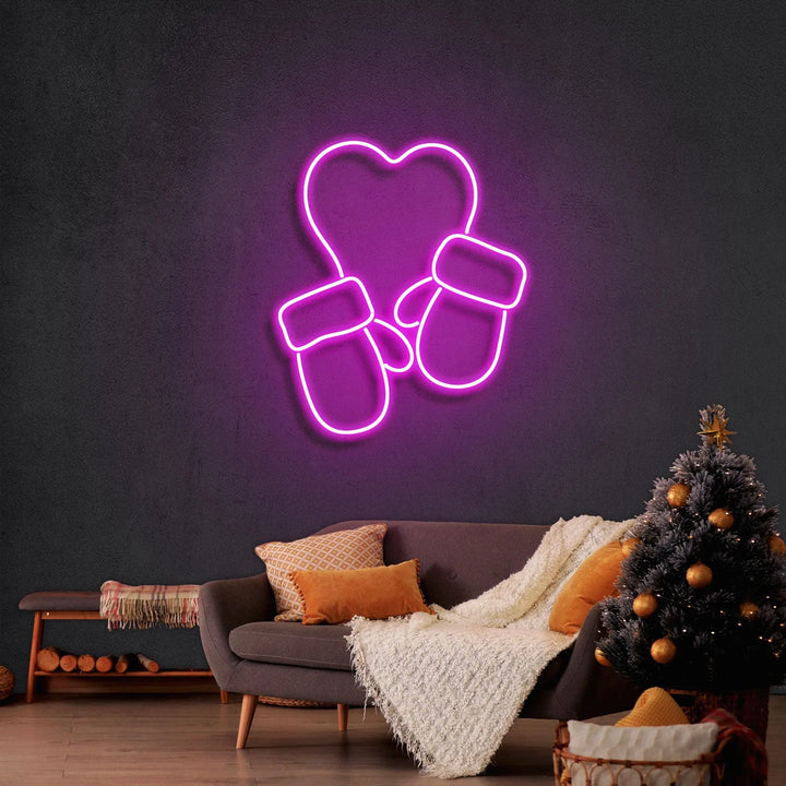 Christmas Gloves Merry Christmas Neon Sign by LEDNeon's - Add festive flair with this Christmas gloves neon sign.