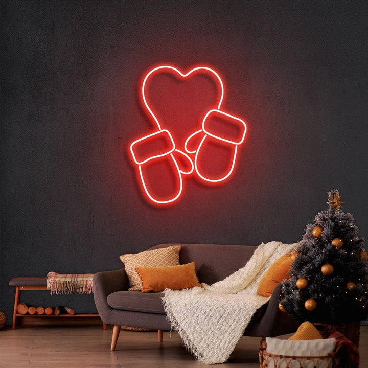 Christmas Gloves Merry Christmas Neon Sign by LEDNeon's- Add festive flair with this Christmas gloves neon sign.