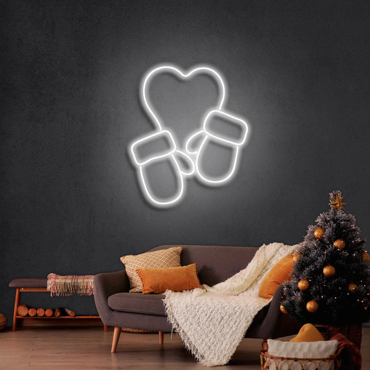 Christmas Gloves Merry Christmas Neon Sign by LEDNeon's - Add festive flair with this Christmas gloves neon sign.