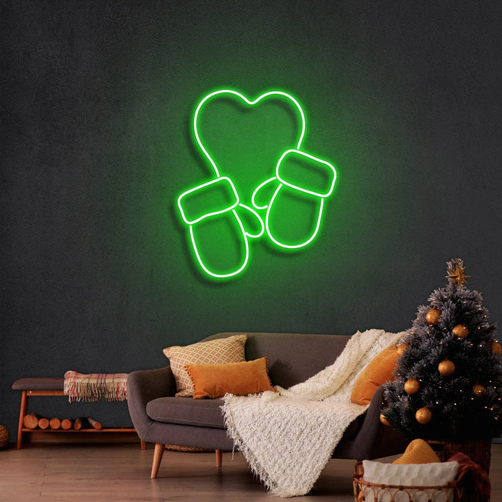 Christmas Gloves Merry Christmas Neon Sign by LEDNeon's - Add festive flair with this Christmas gloves neon sign.