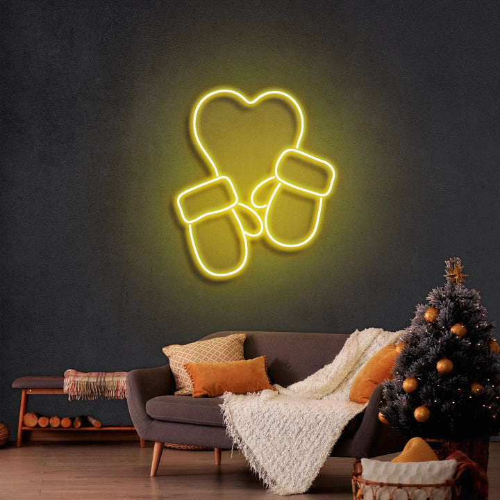 Christmas Gloves Merry Christmas Neon Sign by LEDNeon's - Add festive flair with this Christmas gloves neon sign.