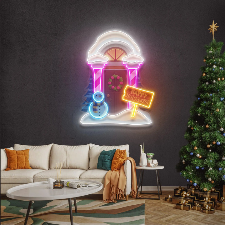 Christmas House Merry Christmas Neon Sign by LEDNeon's  - Light up your holiday with this charming Christmas house neon sign.