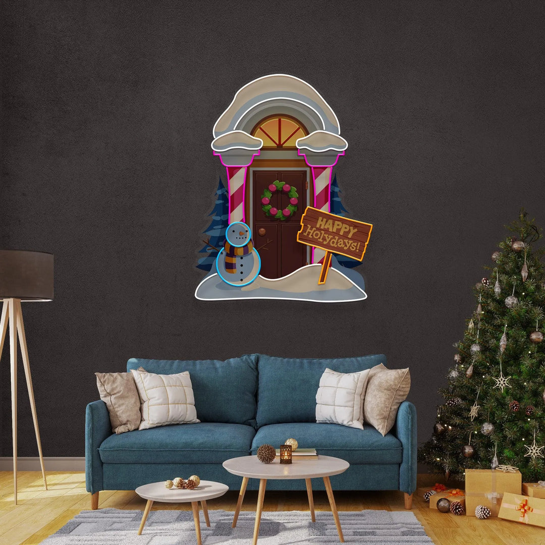 Christmas House Merry Christmas Neon Sign by LEDNeon's - Light up your holiday with this charming Christmas house neon sign.