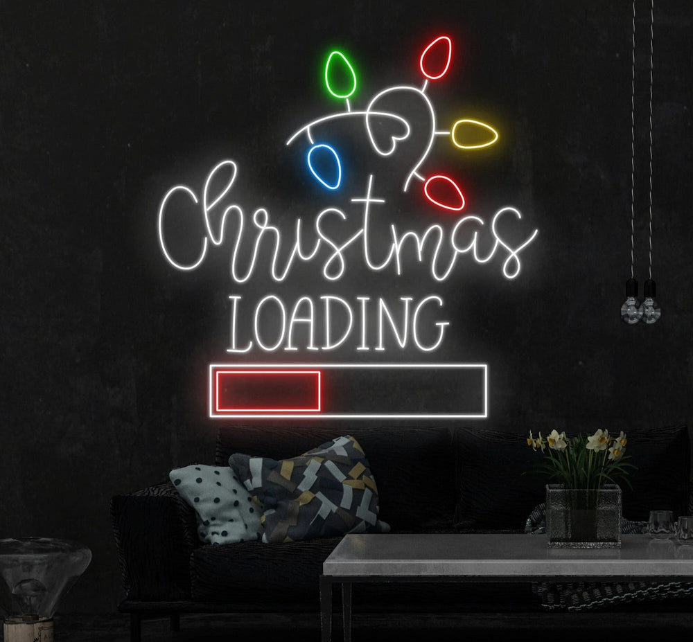Christmas Loading Neon Sign by LEDNeons - illuminated in vibrant neon colors, adding a cheerful touch to Christmas celebrations.