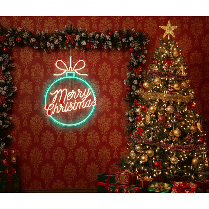 Christmas Ornaments Merry Christmas Neon Sign by LEDNeons - perfect for holiday décor.