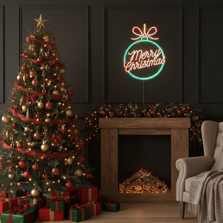 Christmas Ornaments Merry Christmas Neon Sign by LEDNeons - perfect for holiday décor.