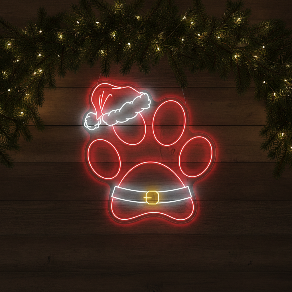 Christmas Paw Merry Christmas Neon Sign by LEDNeons  - shining bright for holiday celebrations