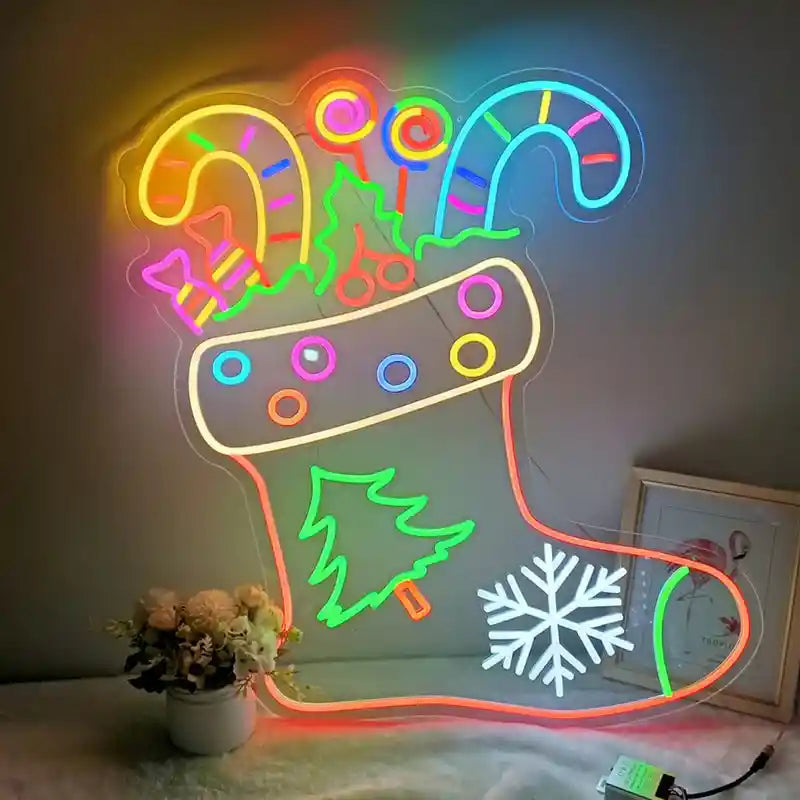 Christmas Sock Neon Sign by LEDNeons - Light on