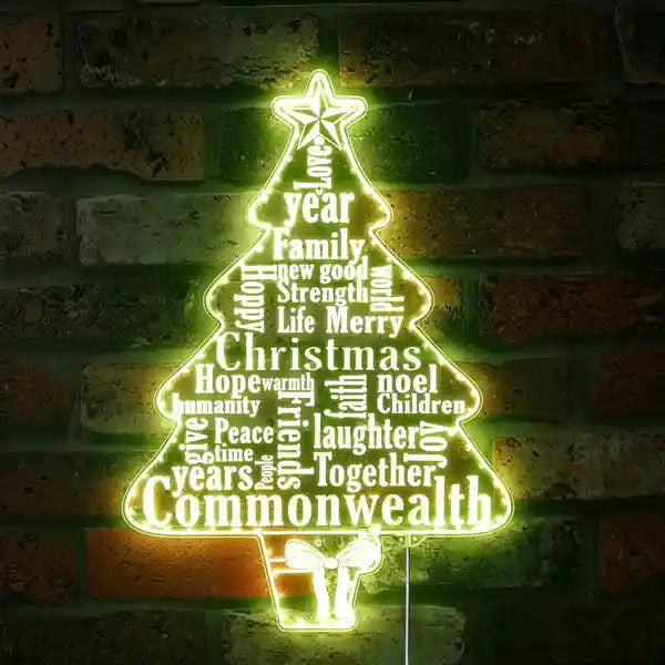 Christmas Tree Wishes Merry Christmas Neon Sign by LEDNeons - Warm White 