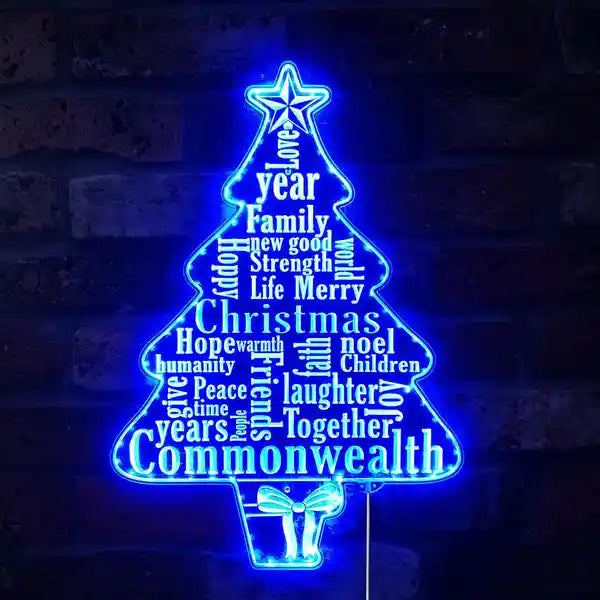 Christmas Tree Wishes Merry Christmas Neon Sign by LEDNeon's - Add a festive touch with this Christmas tree and wishes neon sign.