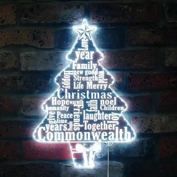 Christmas Tree Wishes Merry Christmas Neon Sign by LEDNeon's - Add a festive touch with this Christmas tree and wishes neon sign.