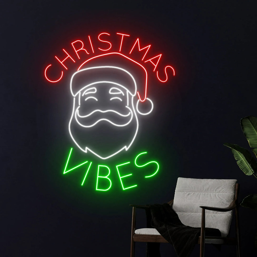 Christmas Vibes Santa Claus Merry Christmas Neon Sign by LEDNeons  - shining bright for holiday celebrations