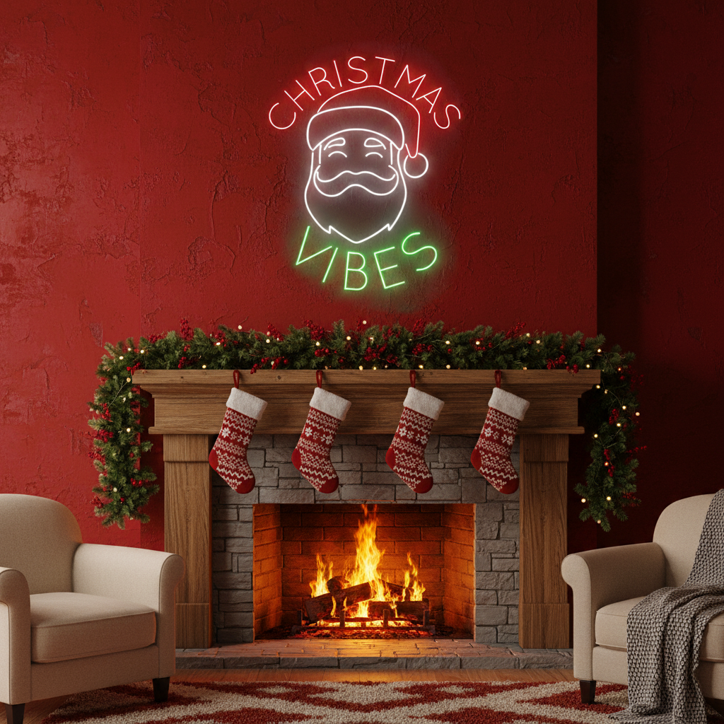 Christmas Vibes Santa Claus Merry Christmas Neon Sign by LEDNeons  - shining bright for holiday celebrations