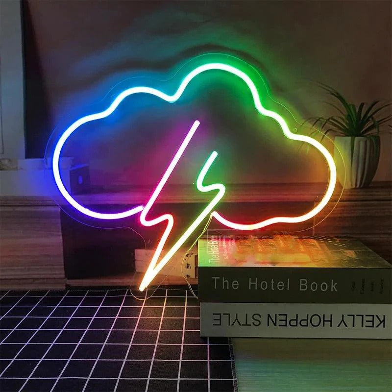 Cloud and Lightning Neon Sign by LEDNeons 