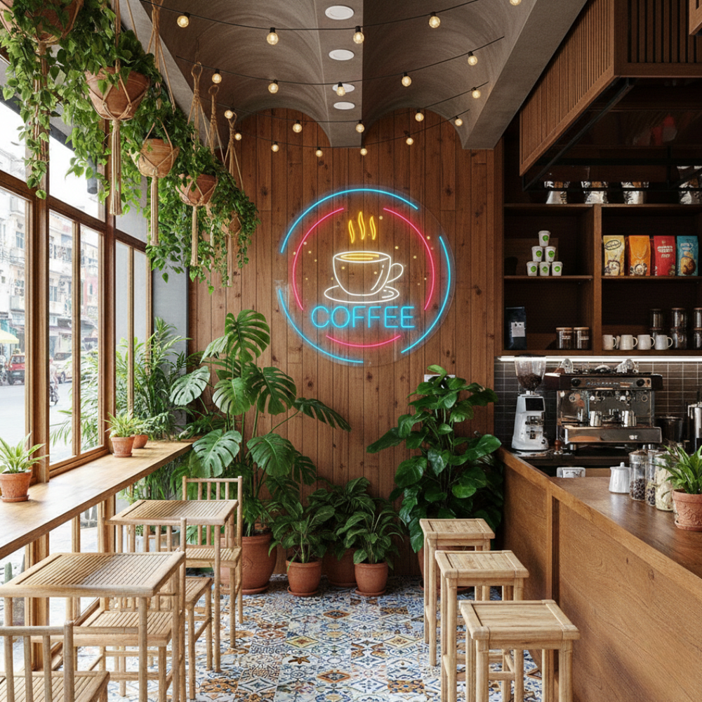 Coffee Cup Business Neon Sign by LEDNeons - Light Up your Coffee shop with this eye-catching Neon sign 