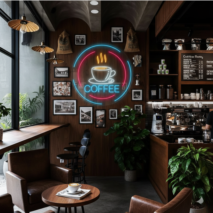 Coffee Cup Business Neon Sign by LEDNeons - Light Up your Coffee shop with this eye-catching Neon sign 