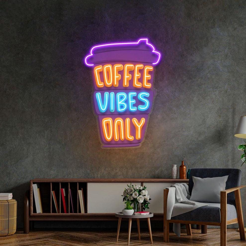 Coffee Vibes Only UV Art LED Neon Sign in orange and blue colour by LEDNeons 