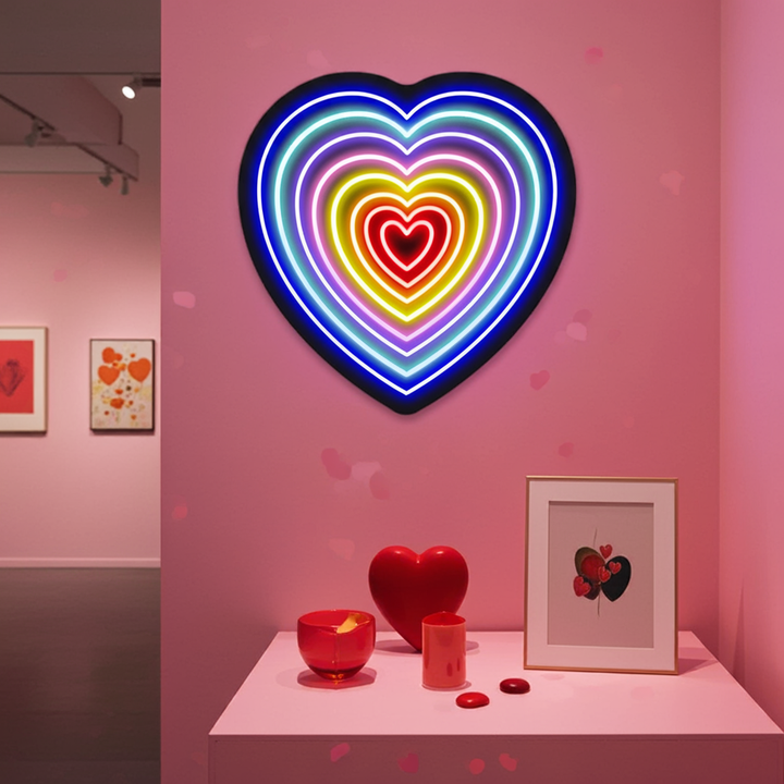 Colorful Animated Rainbow Heart LED Neon Sign by LEDNeons -  perfect for Valentine's Day Decor