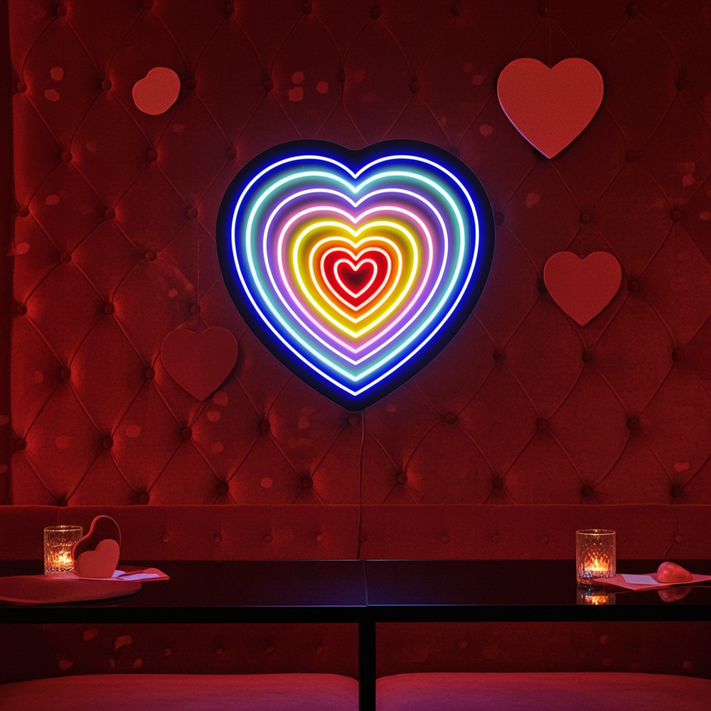 Colorful Animated Rainbow Heart LED Neon Sign by LEDNeons -  perfect for Valentine's Day Decor