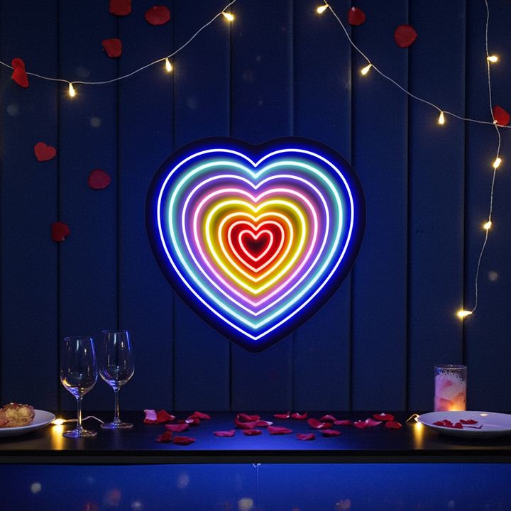 Colorful Animated Rainbow Heart LED Neon Sign by LEDNeons -  perfect for Valentine's Day Decor