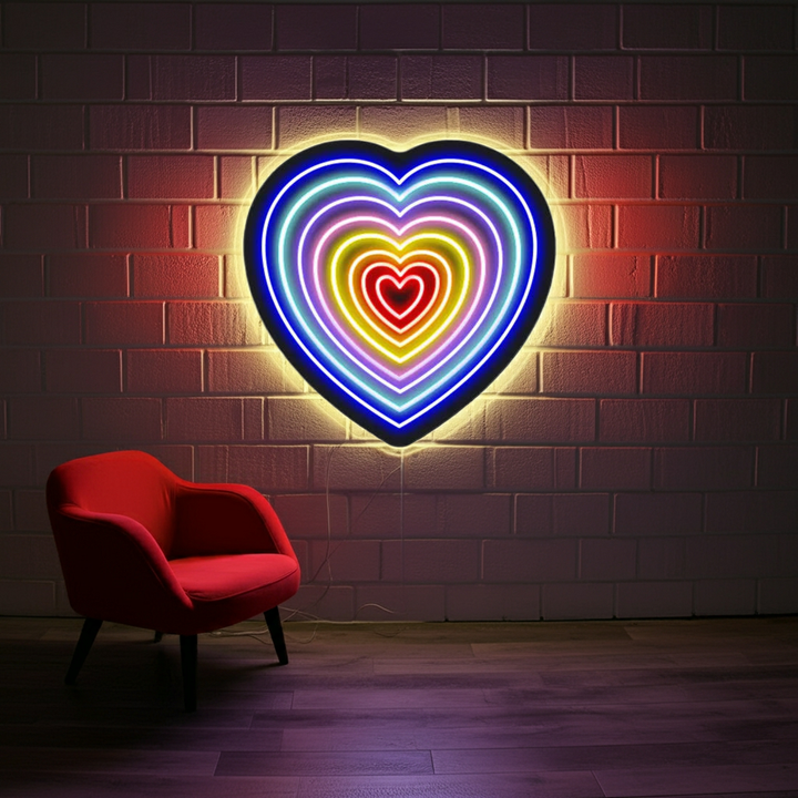 Colorful Animated Rainbow Heart LED Neon Sign by LEDNeons -  perfect for Valentine's Day Decor