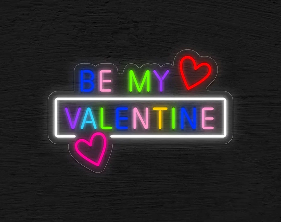 Colorful Be My Valentine with Hearts Valentine's Day LED Neon Sign by LEDNeons - great for parties and proposals.