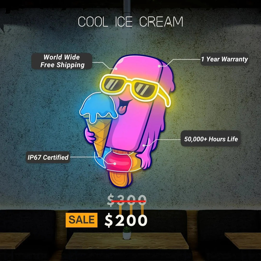 Cool Ice Cream Under UV Light Benefits by LedNeons.com