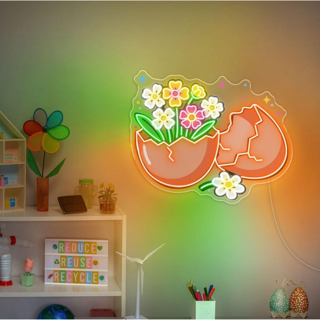 Celebrate Easter with the Cracked Egg UV Printed Neon Sign by LEDNeons. Perfect for home décor, Easter parties, kids’ rooms, and festive spring displays.