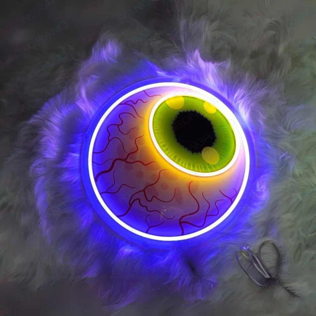 Creepy Eye Halloween LED Neon Sign by LEDNeons - Eerie glowing décor piece for spooky events. 