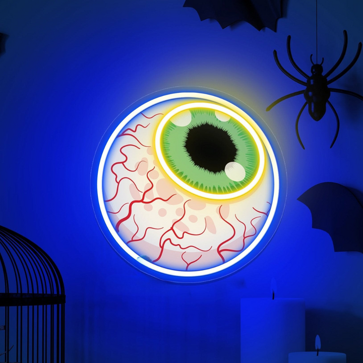 Creepy Eye Halloween LED Neon Sign by LEDNeons - Eerie glowing décor piece for spooky events. 