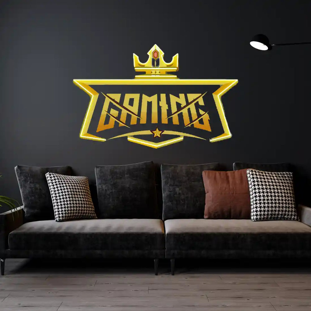 Crown Gaming UV Art LED Neon Sign in yellow color by LedNeons.com