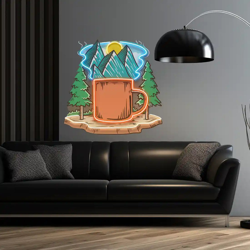 Cup of Nature UV Art LED Neon Sign by LEDNeons — a creative neon artwork featuring a glowing cup surrounded by natural elements