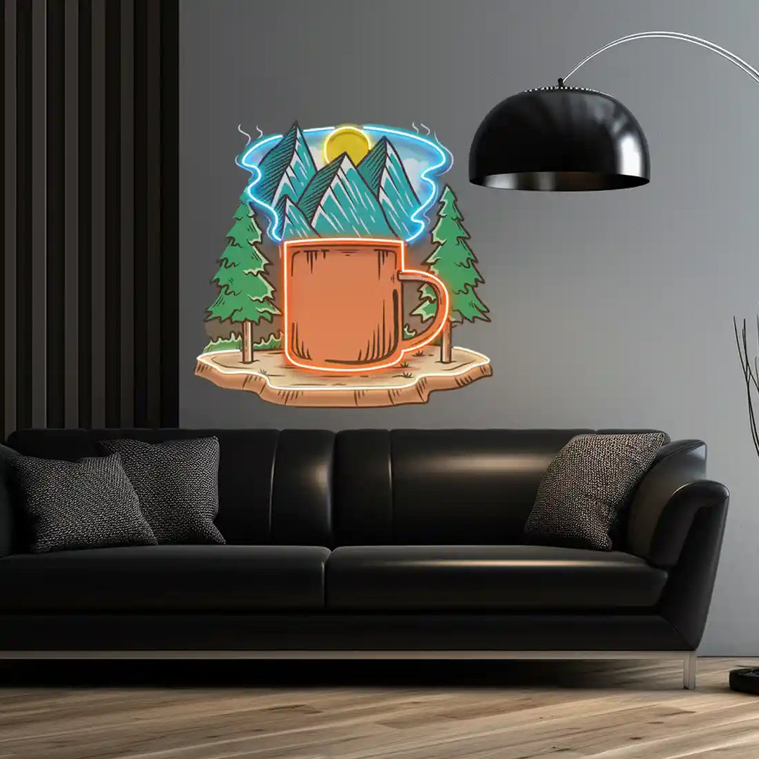 Cup of Nature UV Art LED Neon Signr by LedNeons.com - dark background