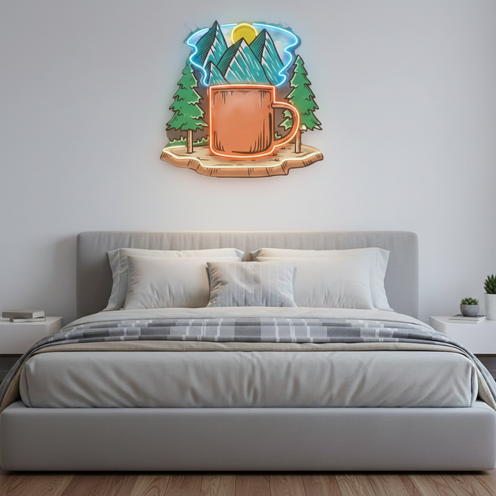 Cup of Nature UV Art LED Neon Sign by LEDNeons — a creative neon artwork featuring a glowing cup surrounded by natural elements