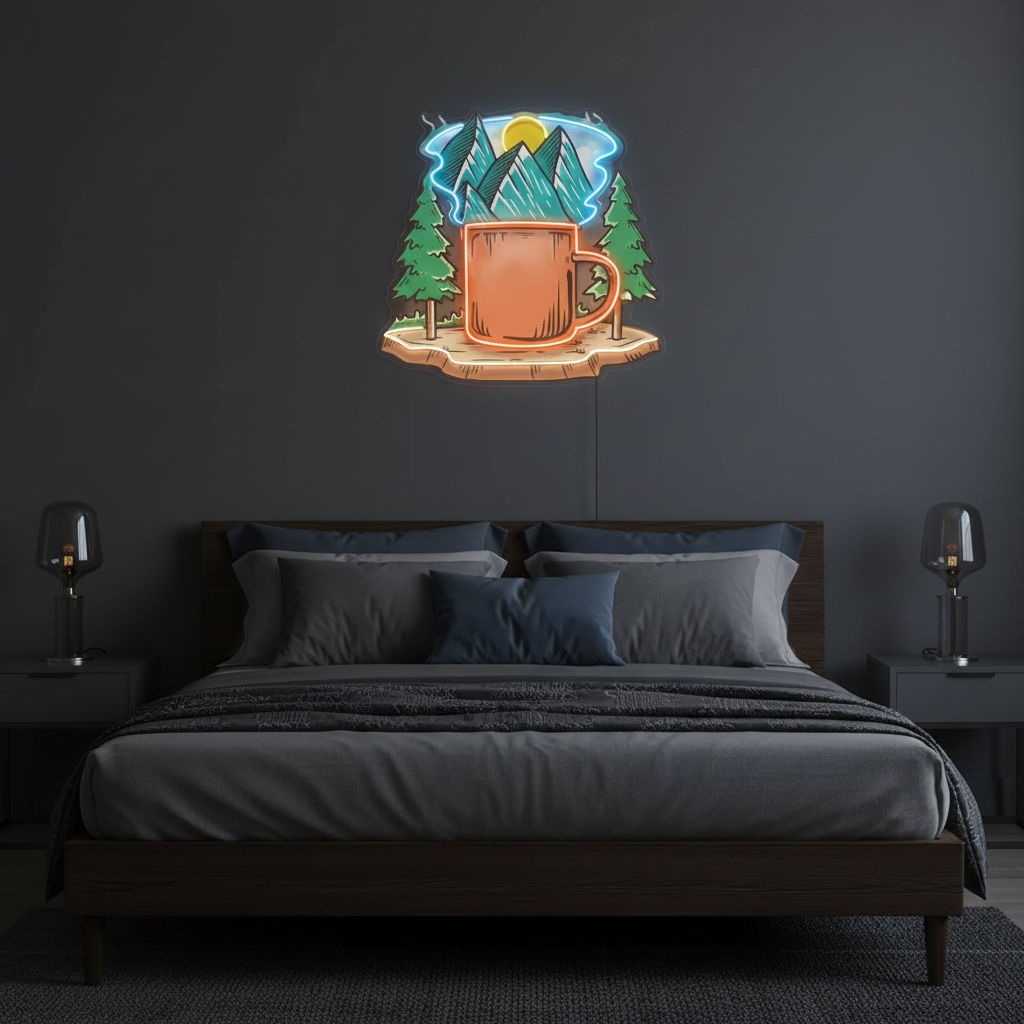 Cup of Nature UV Art LED Neon Sign by LEDNeons — a creative neon artwork featuring a glowing cup surrounded by natural elements
