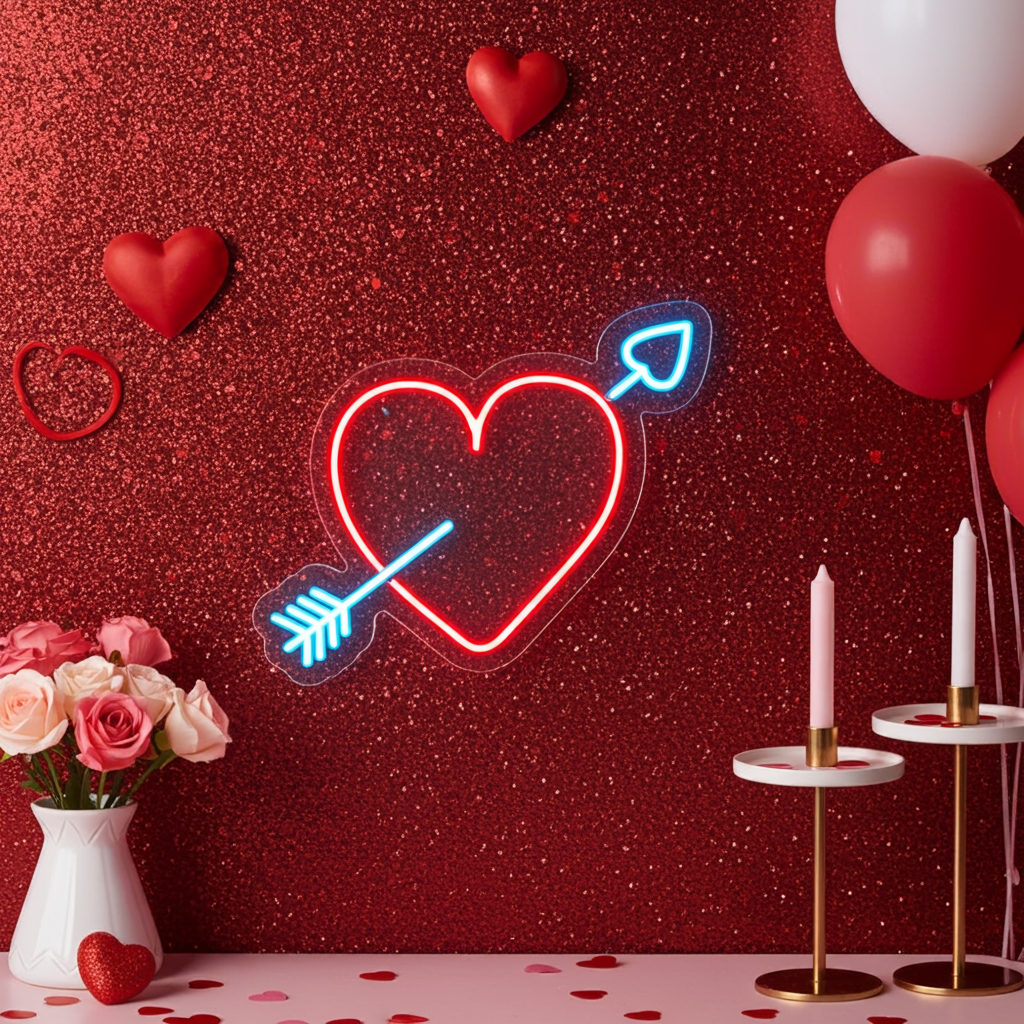 Cupid Heart Love Valentine's Day Neon Sign by LEDNeons -  ideal for romantic settings