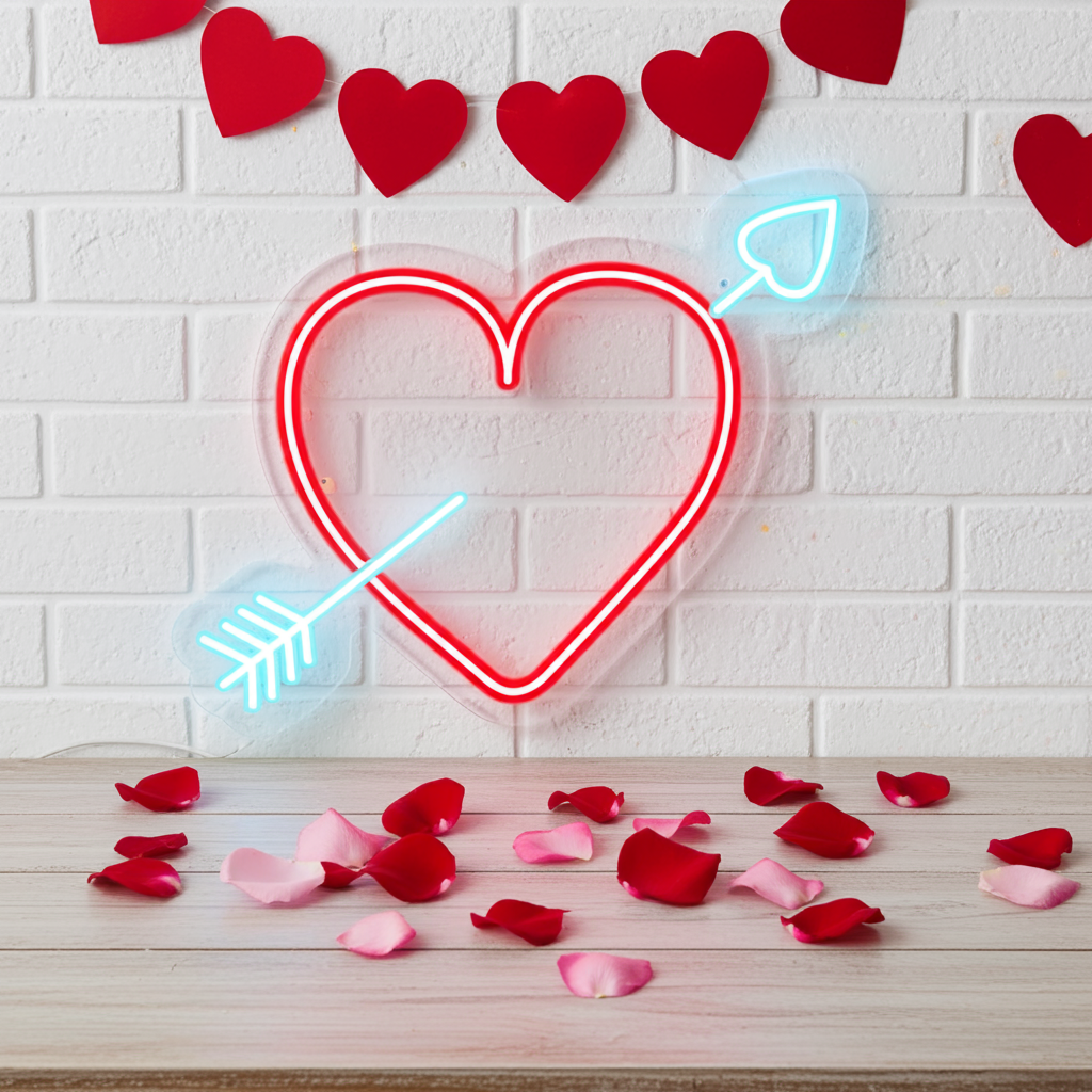 Cupid Heart Love Valentine's Day Neon Sign by LEDNeons -  ideal for romantic settings