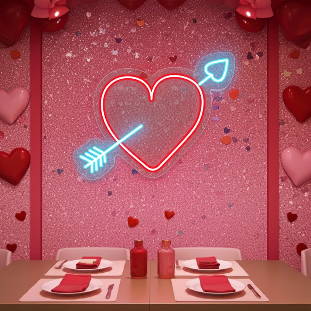 Cupid Heart Love Valentine's Day Neon Sign by LEDNeons -  ideal for romantic settings