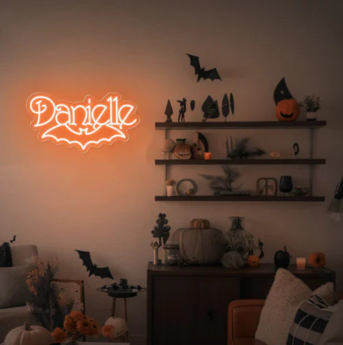 Custom Gothic Name Halloween LED Neon Sign by LEDNeons - Orange 