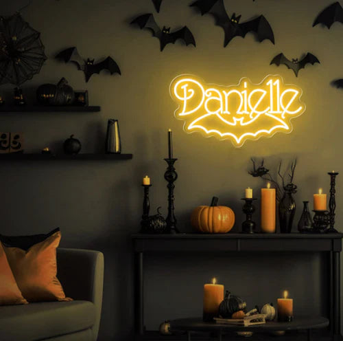Custom Gothic Name Halloween LED Neon Sign by LEDNeons - Yellow