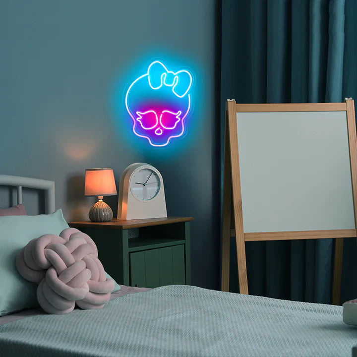 Skull Bowknot Halloween LED Neon Sign by LEDNeon's - Bedroom