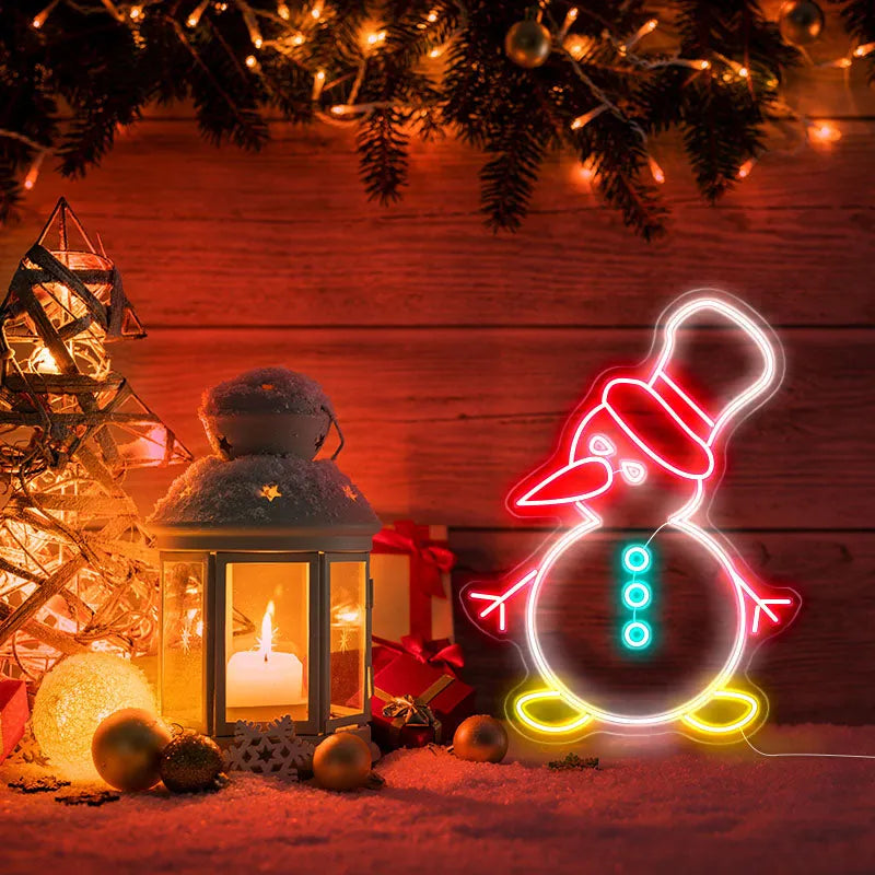 Cute Little Cool Snowman Neon Sign by LEDNeon's  - Add a charming touch to your holiday décor with this cute snowman neon sign.
