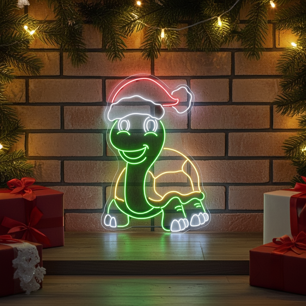 Cute Turtle Christmas Neon Sign by LEDNeons 