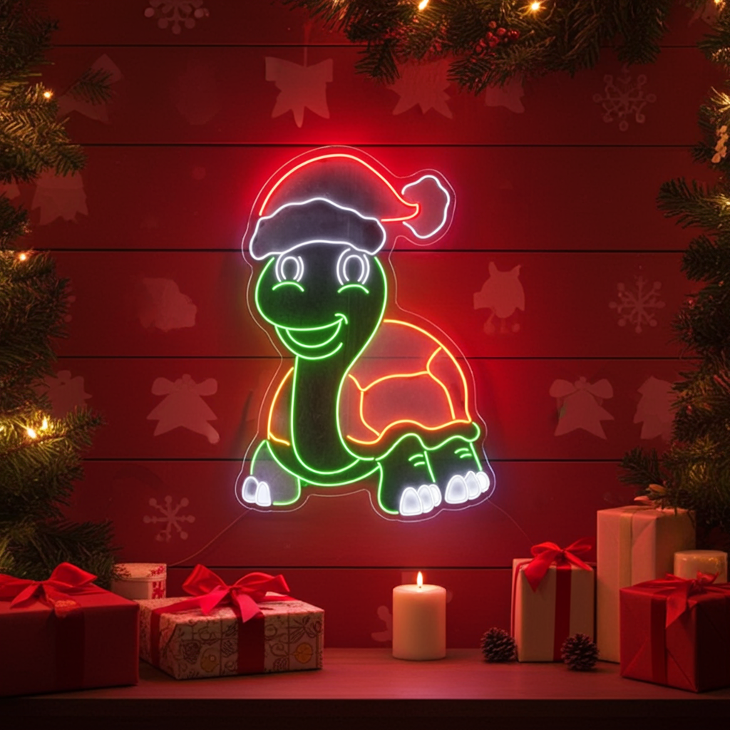 Cute Turtle Christmas Neon Sign by LEDNeons 