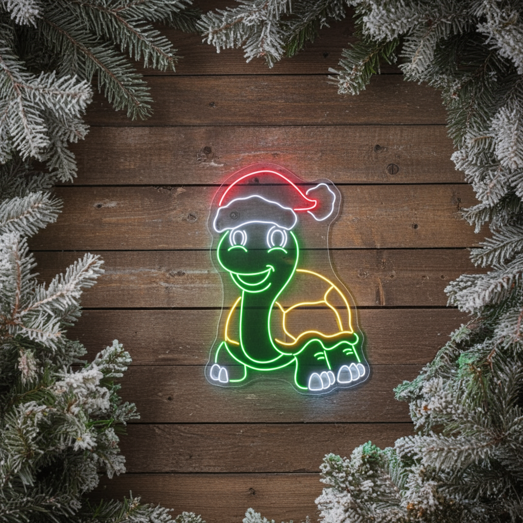 Cute Turtle Christmas Neon Sign by LEDNeons 