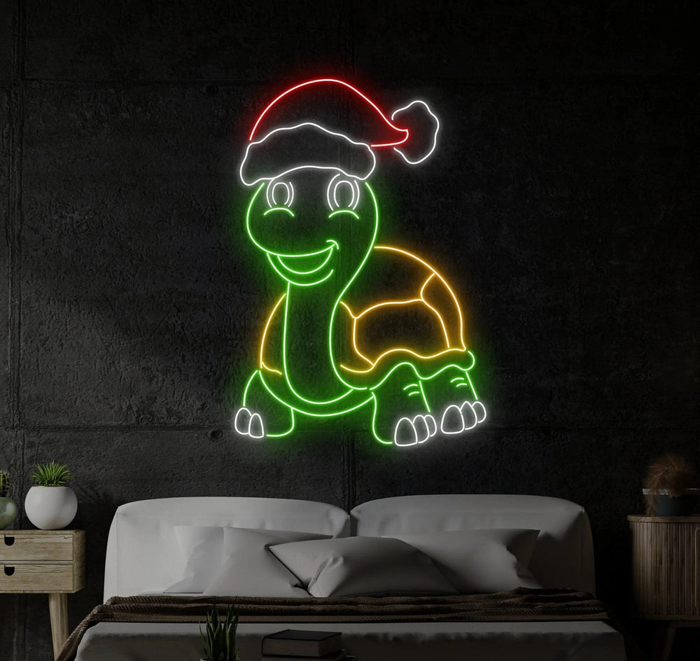 Cute Turtle Christmas Neon Sign by LEDNeons  - Above the couch