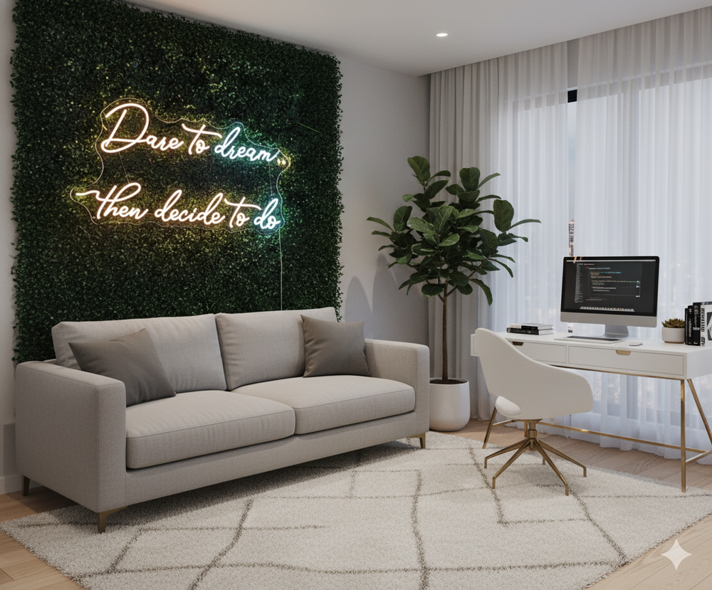Dare To Dream Then Decide To Do Motivational LED Neon Sign by LEDNeons – inspirational wall décor light for office, studio, or home