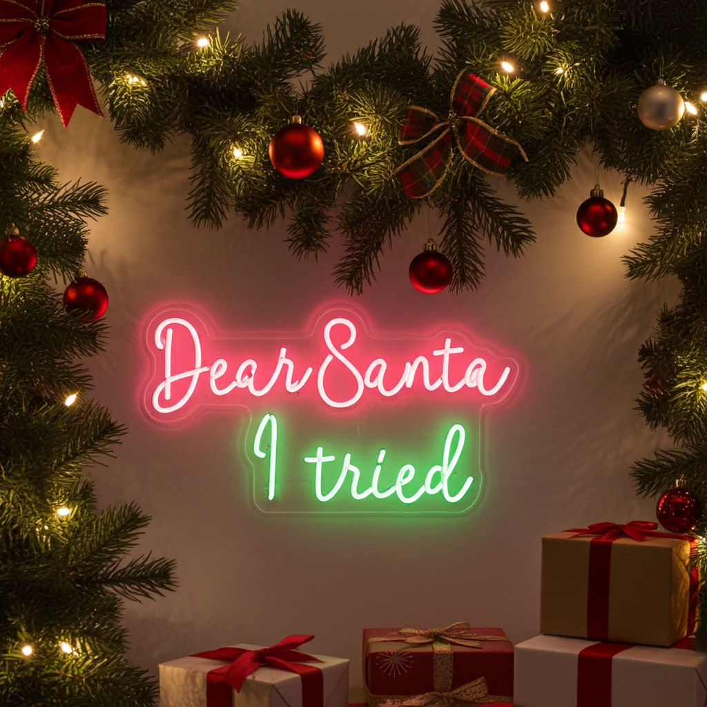 Dear Santa, I Tried Neon Sign by LEDNeons  - Indoor 