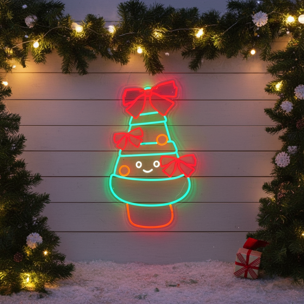 Decorated Christmas Tree Merry Christmas Neon Sign by LEDNeons