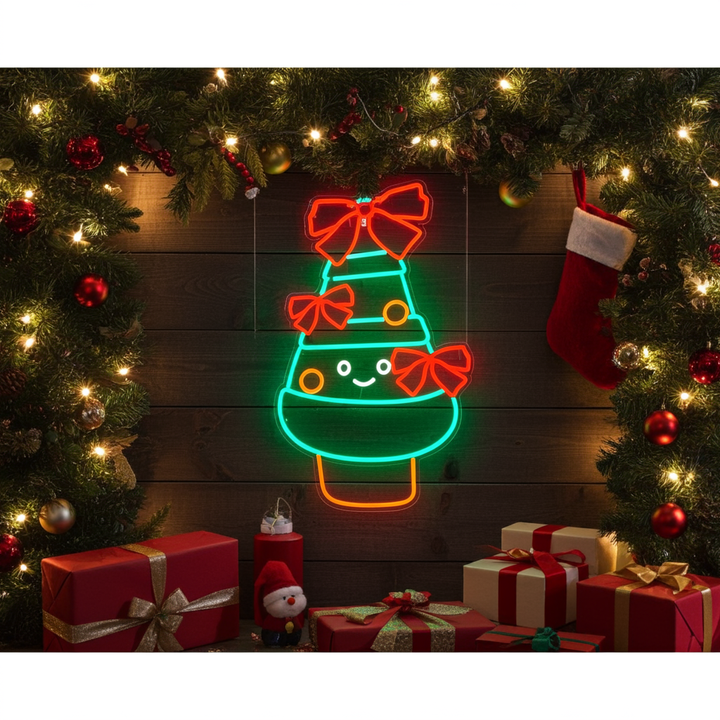 Decorated Christmas Tree Merry Christmas Neon Sign by LEDNeons
